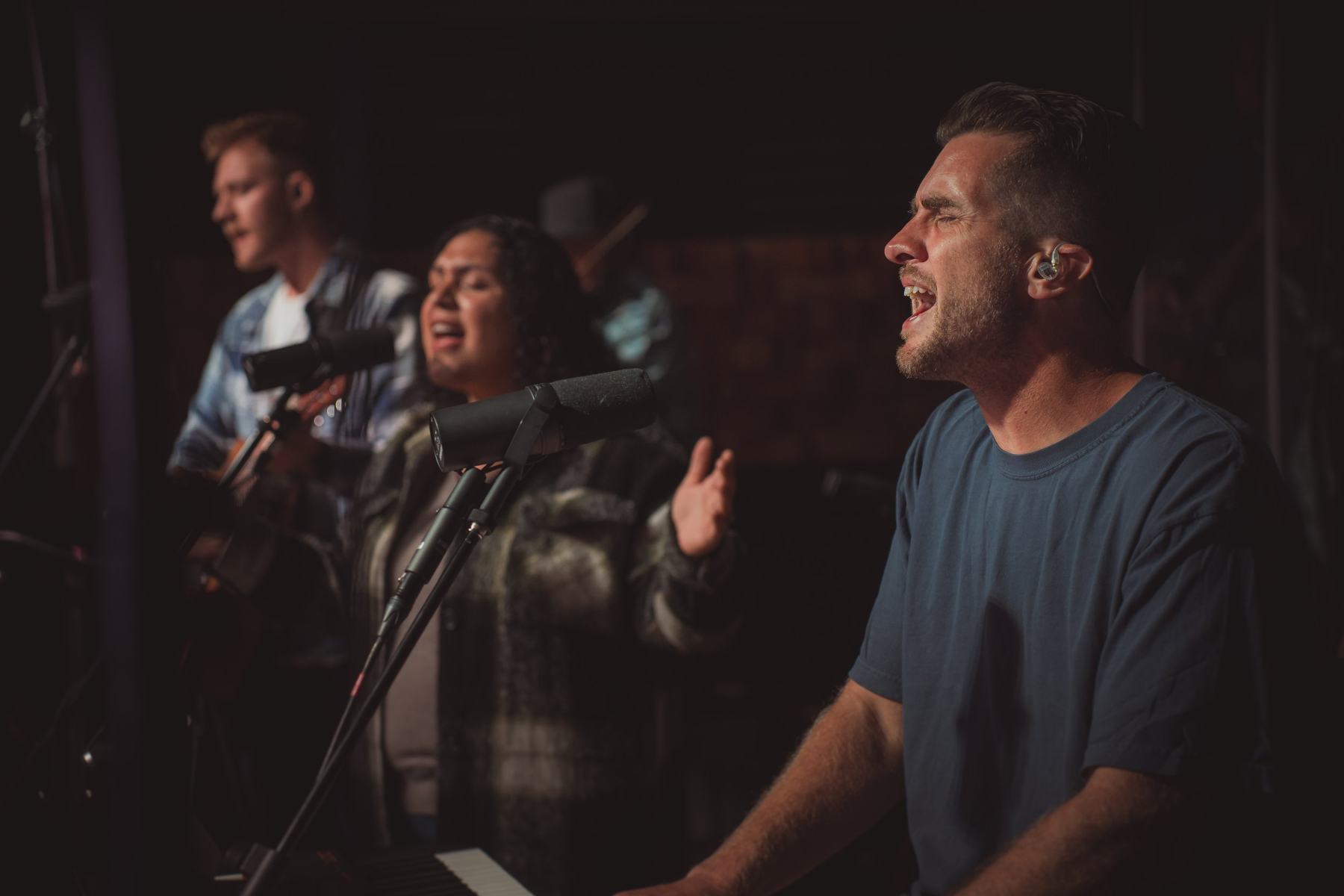 Worship leaders singing